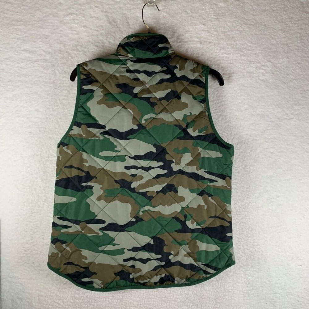 J.Crew Mercantile Vest Women's Medium Green‎ Camouflage Quilted Full Zip 7158 - Picture 6 of 7
